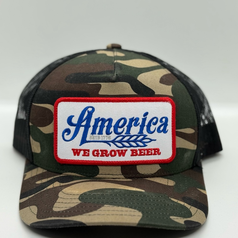 Camouflage Trucker Hat with America Patch